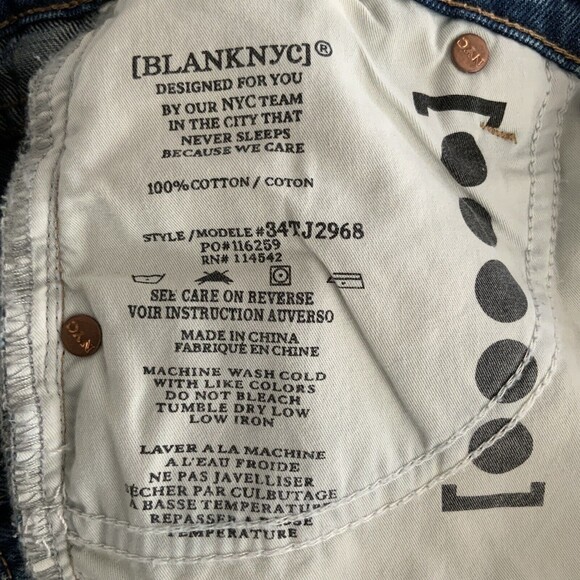 Blank NYC Jeans Size 29 Blue The V Front Baxter Fit Ribcage Straight Leg - Picture 8 of 10